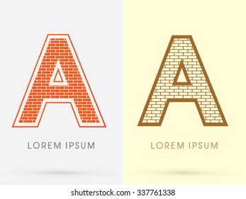 A, Brick, Construction font graphic design.