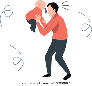 "A caring father joyfully bounces his delighted child in his arms, creating a moment of pure happiness and bonding between them."