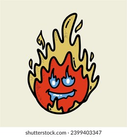"A Cartoon Fire with a Face" is an animated illustration of a fiery character. This asset is perfect for children's books, educational materials, and fun promotional content.
