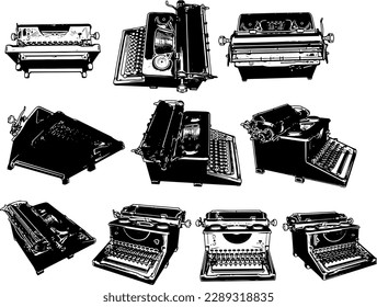 "A Classic Touch: Rendered Illustrations of a Retro Typewriter in Different Positions"
"Old-School Cool: A Set of Illustrated Typewriters from Every Angle"
"Typewriter Memories: Rendered Illustrations