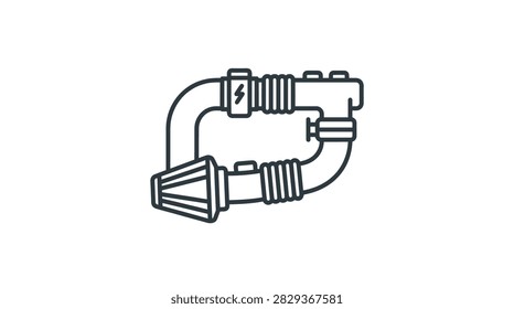 ['A clean vector icon depicting a car engine air intake pipe with a conical filter and electrical sensor connection']