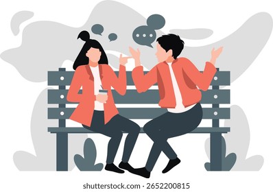 "A couple sits on a bench, engaged in deep conversation under a shady tree. They share smiles and gestures, enjoying each other's company on a peaceful afternoon."