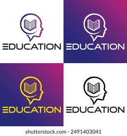 "A creative education logo featuring a stylized human head with a book and human head, symbolizing knowledge and inspiration. Ideal for educational institutions and learning platforms."