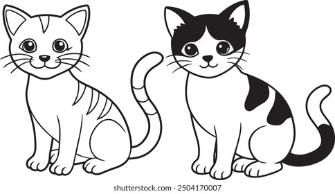 "A cute cat design often features an adorable and playful feline character with large, expressive eyes, soft, rounded shapes, and a charming, often whimsical expression.