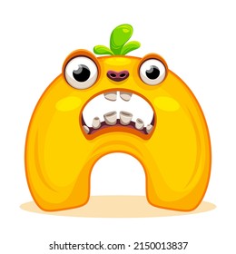 A, Cute Monster. English alphabet with funny monsters. Set of Monster funny cut aphabet with English letter. Colorful cartoon children Education, development of children detailed colorful Illustration