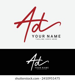 A, D, AD Initial handwriting or handwritten letter logo for identity. Logo with signature, wedding, fashion, floral, botanical and hand drawn in style