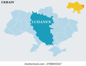 "A detailed vector illustration featuring the Luhansk region (Luhansk Oblast) in eastern Ukraine