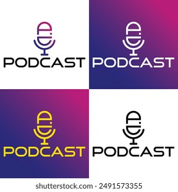 "Un logo dinámico de podcast con un micrófono estilizado y ondas sonoras, que representan narración de audio y comunicación. Perfecto para marcas centradas en broadcasting y medios digitales".