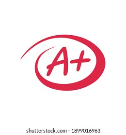 A+ exam mark red vector sign