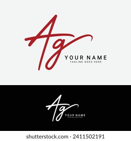 A, G, AG Initial handwriting or handwritten letter logo for identity. Logo with signature, wedding, fashion, floral, botanical and hand drawn in style