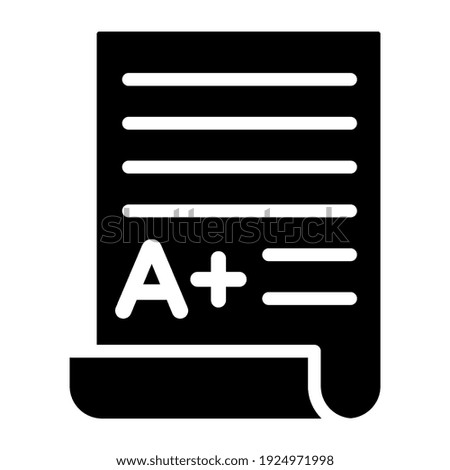 A+ grade sheet icon, good result report