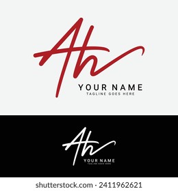 A, H, AH Initial Handschrift oder handgeschriebenes Brieflogo für Identität. Logo mit Unterschrift, Hochzeit, Mode, Blumenbemalung, botanisch und handgezeichnet