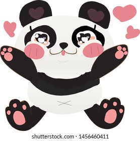 "A Happy Hugger Panda Bear Who Love To Kiss And Hug" This Vector illustration Can Go WIth Clip Art, Sticker And Decroation Object