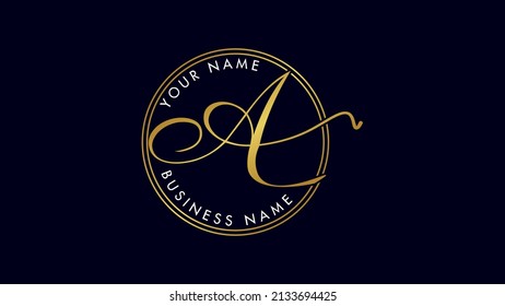 A, a, Initial letter logo. Alphabet A Handwritten Signature logo design. Creative Golden handwriting letters A, monogram icon.

