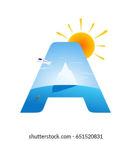 "A" letter design. "A" letter logo. Tourism. Travel. 