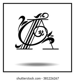 A. Letter A with leaves. Vector illustration