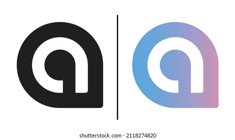 'a' letter logo design concept in geometric shape, there is two color option to choose, modern clean and minimal logo. isolated on white background