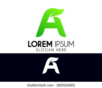 "A" letter logo design with leaf concept. Modern logo suitable for creative vector element, template, business, brand, company, or corporate