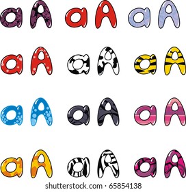 "A" letter set in vector format very easy to edit