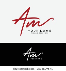 A, M, AM Initial letter logo. Alphabet AM Handwritten Signature logo