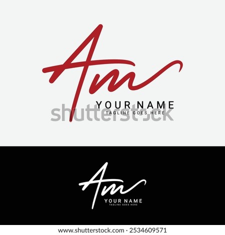 A, M, AM Initial letter logo. Alphabet AM Handwritten Signature logo