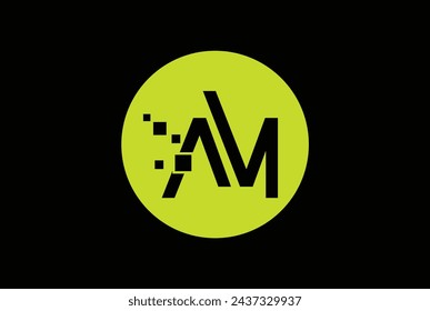 A, M, AM OR MA Logo. Letter Design Vector with Green and Black Colors.