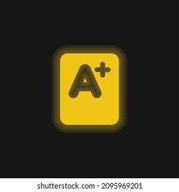 A+ Mark yellow glowing neon icon