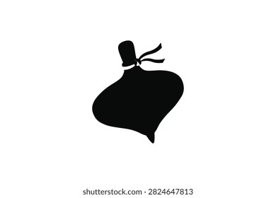 ['A minimalist black icon of a classic spinning top toy with a pointed tip and a small handle on a white background']