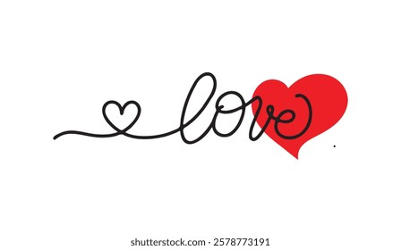 "A minimalist design showcasing the word "love" in a flowing script with a heart at the end, perfect for expressing affection and romantic feelings,"