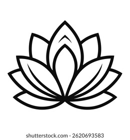  "A minimalistic, black line-art vector of a lotus flower on a white background"