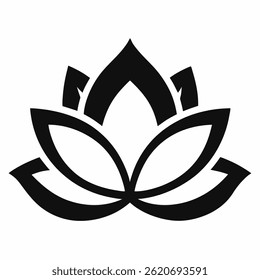  "A minimalistic, black line-art vector of a lotus flower on a white background"