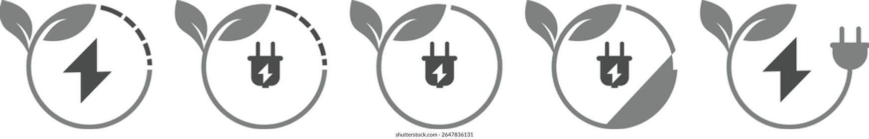 "A modern vector icon representing eco-friendly renewable energy. Includes green power, electricity saving, and sustainable environmental symbols in a clean, flat design style."