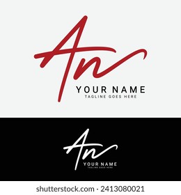 A, N, AN Initial handwriting or handwritten letter logo for identity. Logo with signature, wedding, fashion, floral, botanical and hand drawn in style