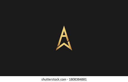 A, N, NA, AN Letter with compass Logo Template vector icon illustration design. Modern compass logo in elegant style with Black Background.