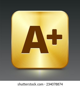 A+ on Gold Square Button