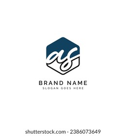 A, S, AS Initial letter handwritten and signature vector image template in hexagon shape log