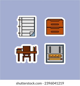 "A set of four different types of furniture" includes various furniture pieces for interior design projects or household items. Perfect for showcasing diversity in furniture styles and designs.