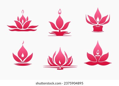 "A set of red lotus symbols" is a collection of red lotus icons or images that can be used for various design purposes, such as logo design, branding, stationery, websites