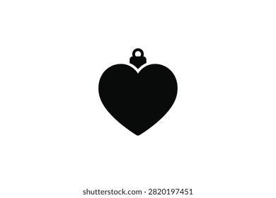 ['A simple black icon of a heart shaped bauble with a small loop at the top for hanging']