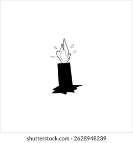 "A simple candle icon featuring a vertical wax cylinder with a small, flickering flame at the top. The flame is usually teardrop-shaped, symbolizing light and warmth. Some versions may include subtle 