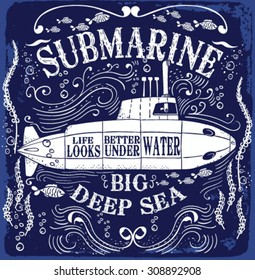 "A smooth sea never made a skillful sailor" the submarine in storm.