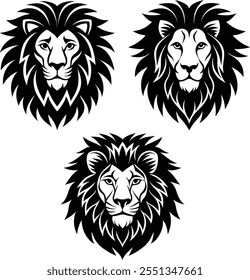 "Un impresionante Paquete de Ilustraciones vectoriales de silueta de cabeza de león, perfecto para logotipos, marcas y diseños. Con estilos atrevidos, detallados y versátiles, esta colección es ideal para exhibir 