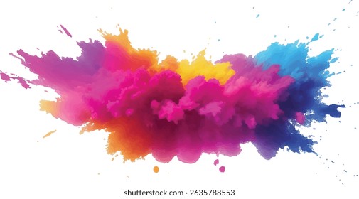 "A Stunning Explosion of Bright and Colorful Watercolor Splashes: Bold Brush Strokes in Vibrant Rainbow Hues Create a Modern, Abstract Aquarelle Design Against a Crisp White Background"
