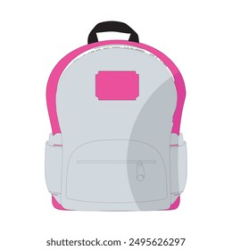 "A stylish vector illustration of a two-tone backpack. The design includes a secure buckle closure and a front pocket, for daily use, school, travel. Ideal for design projects, websites, and promotion