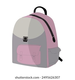 "A stylish vector illustration of a two-tone backpack. The design includes a secure buckle closure and a front pocket, for daily use, school, travel. Ideal for design projects, websites, and promotion