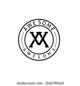 A, V or VA letter logo design, with a frame
ancient circle border,