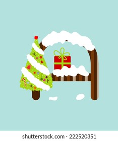 A, vector christmas tree font