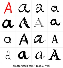  A. Vector letters. Hand drawn letters. Letters drawn using spray can, inkpen, highlighters and others materials. Variety materials, lines and devices. Set of templates.