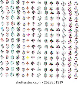 "A vibrant collection of abstract vector flowers and leaves. Ideal for print, packaging, stickers, and digital artwork. Perfect for card design, scrapbooking, and textile use. Available in high-resolu