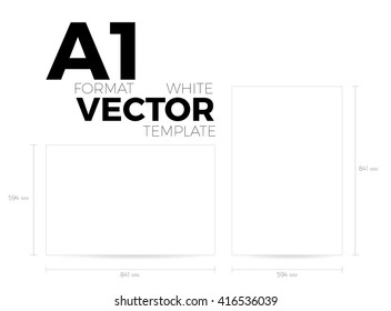 A1 page format white vector eps10 template. vertical and horizontal orientation design with A1 format size. Vector editable white page template